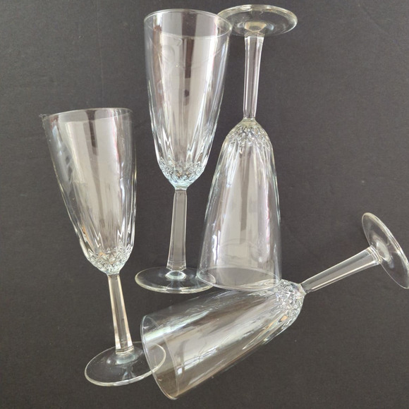 Vintage 1965 Diamant by Cristal D'Arques-Durand Fluted Champagne Set of Four - Picture 1 of 11
